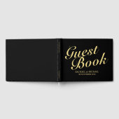 Elegant Black and Gold Calligraphy Wedding Gastenboek (Volledig)