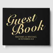 Elegant Black and Gold Calligraphy Wedding Gastenboek (Voorkant)