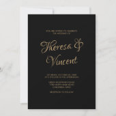 Elegant Black and Gold Calligraphy Wedding Kaart (Voorkant)
