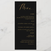 Elegant Black and Gold Calligraphy Wedding Menu (Voorkant)