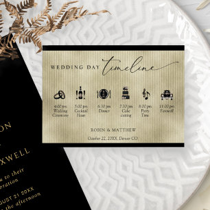 Elegant Black and Gold Champagne Wedding Tijdschem Informatiekaartje