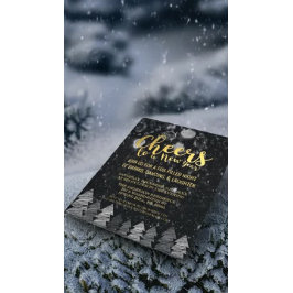 Elegant Black and Gold Cheers Nieuwjaar Eve Party Kaart