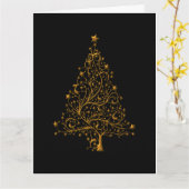 Elegant Black and Gold Christmas Tree Christmas Kaart (Gele Bloem)
