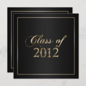 Elegant Black and Gold Class of 2012 Invitation Kaart (Voorkant / Achterkant)