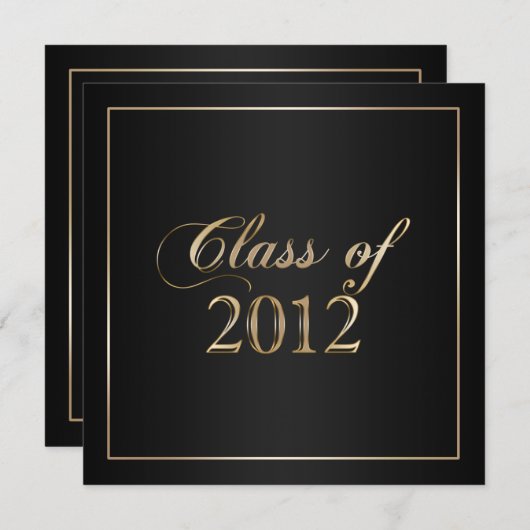 Elegant Black and Gold Class of 2012 Invitation Kaart (Voorkant / Achterkant)
