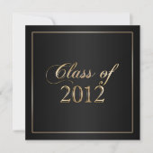 Elegant Black and Gold Class of 2012 Invitation Kaart (Voorkant)