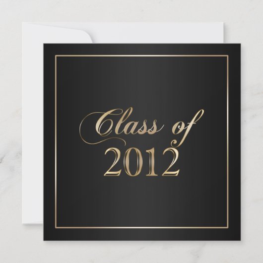 Elegant Black and Gold Class of 2012 Invitation Kaart (Voorkant)