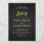 Elegant Black and Gold Classy Chic Modern Wedding Folie Uitnodiging (Voorkant)