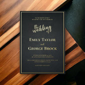 Elegant Black and Gold Classy Chic Modern Wedding Folie Uitnodiging