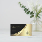 Elegant Black and Gold Decor met Logo Luxurous Visitekaartje (Staand voorkant)