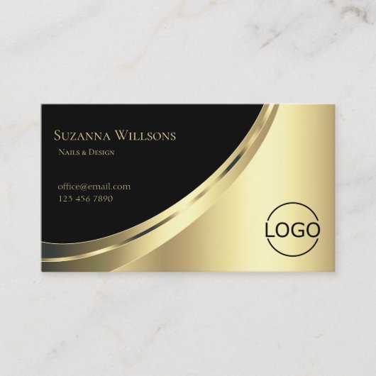 Elegant Black and Gold Decor met Logo Luxurous Visitekaartje (Voorkant)
