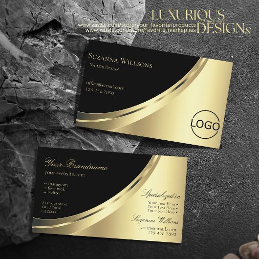Elegant Black and Gold Decor met Logo Luxurous Visitekaartje
