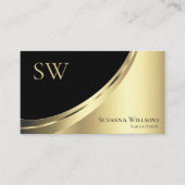 Elegant Black and Gold Decor met Monogram Luxury Visitekaartje (Voorkant)