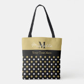 Elegant Black And Gold Diamond Pattern Monogrammed Tote Bag (Achterkant)