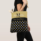 Elegant Black And Gold Diamond Pattern Monogrammed Tote Bag (Dichtbij)