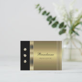 Elegant Black and Gold Effect Sparging Diamonds Visitekaartje (Staand voorkant)