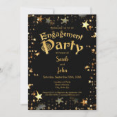 Elegant Black and Gold Engagement Party Kaart (Voorkant)