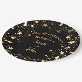 Elegant Black and Gold Engagement Party Papieren Bordje (Gekanteld)