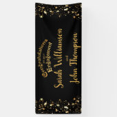 Elegant Black and Gold Engagement Party Spandoek (Verticaal)