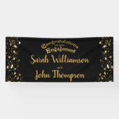 Elegant Black and Gold Engagement Party Spandoek (Horizontaal)