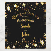 Elegant Black and Gold Engagement Party Wijn Etiket (Enkel label)