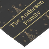 Elegant Black and Gold Family Name Christmas Tree Korte Tafelloper (Hoek)