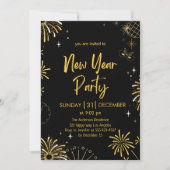 Elegant Black and Gold Fireworks New Year’s Eve  Kaart (Voorkant)