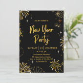 Elegant Black and Gold Fireworks New Year’s Eve  Kaart (Staand voorkant)