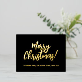 Elegant Black and Gold Foil Merry kerst Folie Feestdagen Briefkaart
