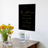 Elegant Black and Gold Foil Script Weduwen Welkom Folie Afdrukken (Laag (Keuken))