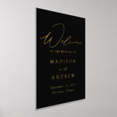 Elegant Black and Gold Foil Script Weduwen Welkom Folie Afdrukken (Laagn)