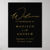 Elegant Black and Gold Foil Script Weduwen Welkom Folie Afdrukken (Voorkant)