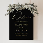Elegant Black and Gold Foil Script Weduwen Welkom Folie Afdrukken