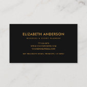 Elegant Black and Gold Foil Wedding Event Planner Visitekaartje (Achterkant)