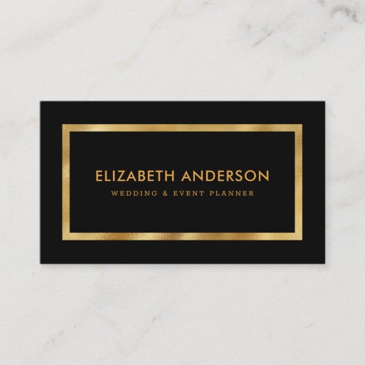 Elegant Black and Gold Foil Wedding Event Planner Visitekaartje (Voorkant)