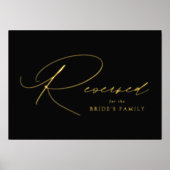 Elegant Black and Gold Foil Wedding Reserved Sign Folie Afdrukken (Voorkant)