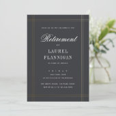 Elegant Black and Gold Formal Retirement Party Kaart (Staand voorkant)