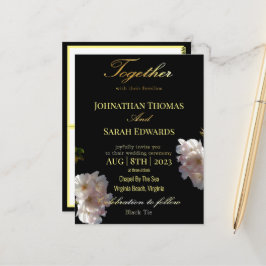 Elegant Black and Gold Formal Wedding Briefkaart