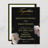 Elegant Black and Gold Formal Wedding Briefkaart (Voorkant / Achterkant)