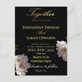 Elegant Black and Gold Formal Wedding Briefkaart