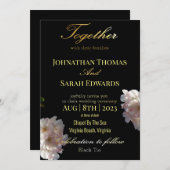 Elegant Black and Gold Formal Wedding Invitation Kaart (Voorkant / Achterkant)