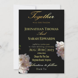 Elegant Black and Gold Formal Wedding Invitation Kaart