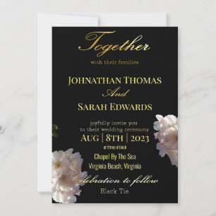 Elegant Black and Gold Formal Wedding Invitation Kaart