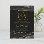 Elegant Black and Gold Forty and Fabulous Kaart (Staand voorkant)