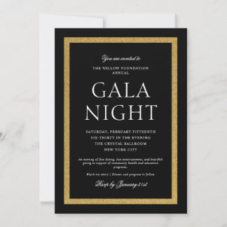 Elegant Black and Gold Gala Night Kaart