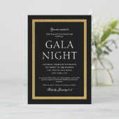 Elegant Black and Gold Gala Night Kaart (Staand voorkant)