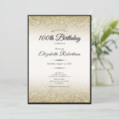 Elegant Black and Gold Glitter 100th Birthday Kaart (Staand voorkant)