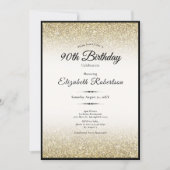 Elegant Black and Gold Glitter 90th Birthday  Kaart (Voorkant)