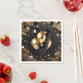 Elegant Black and Gold Glitter Balloon Birthday Servet (Insitu)