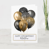 Elegant Black and Gold Glitter Balloons Birthday Kaart (Voorkant)